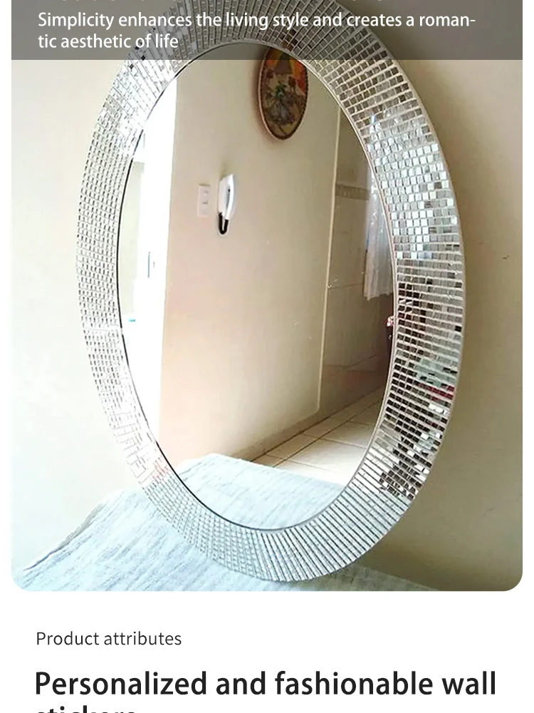 4x100cm Creative DIY Glass Mirror Stickers Mosaic Glass Self-adhesive Mirror Wall Stickers 3D Background Wall Mirror Decoration