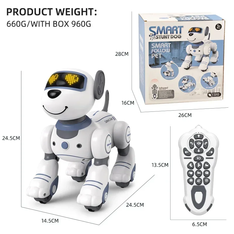 Funny RC Robot Electronic Dog Stunt Dog Voice Command Programmable Touch-sense Music Song Robot Dog for Children's Toys Robot