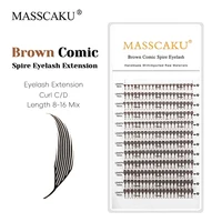 MASSCAKU-extensiones de pestañas Marrón Comic Spire, 0,05mm de espesor, rizado C D, efecto Anime, pestañas Premium de imitación de visón, en Stock