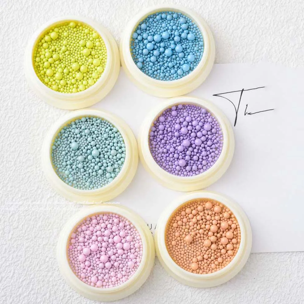 6Colors/set Macaron Color Beads Macaron Nail Art Caviar Beads Nail Micro Balls Nail Supplies Macaron Nails Steel Beads