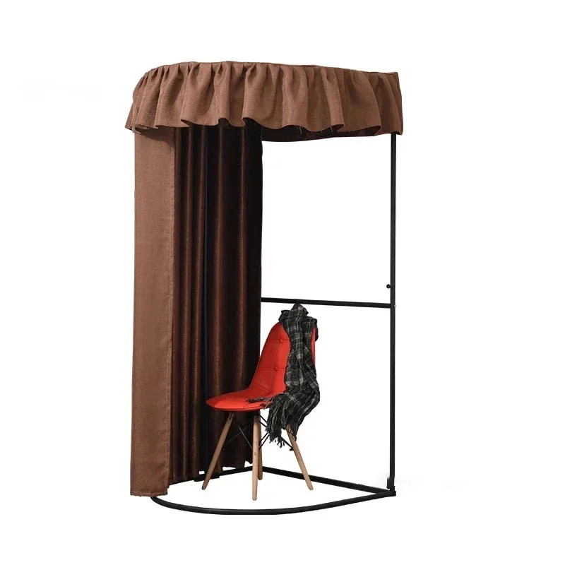 Fitting Room Storage Racks Shopping Mall Clothing Store Dressing Room Display Rack Curtain Movable Portable Floor Shelves