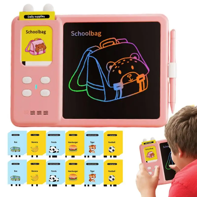 Tavoletta da disegno per bambini Tavoletta da disegno LCD ricaricabile per bambini 3-8 anni Tavolo da scarabocchi per bambini con 112 carte per la casa