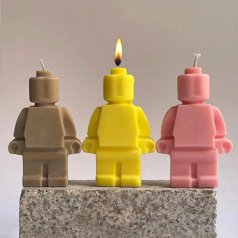 DIY Robot Silicone Candle Mold Concrete Plaster Chocolate Baking Mold Scented Soap Epoxy Resin Mold Home Craft Decor Gifts