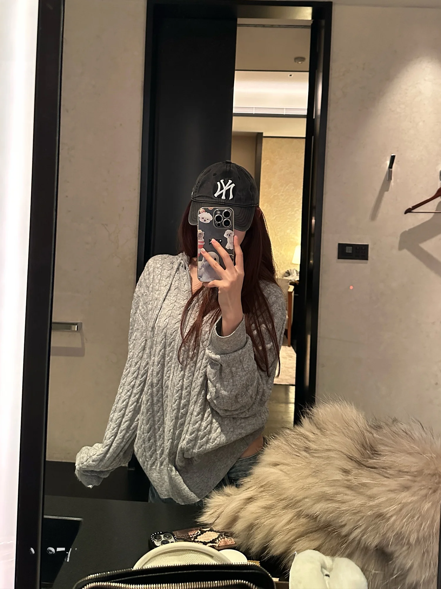 

Женский вязаный шерстяной кардиган-пальто с капюшоном, осенне-зимний, свободного кроя, с длинными рукавами, на молнии, модная цветная верхняя одежда