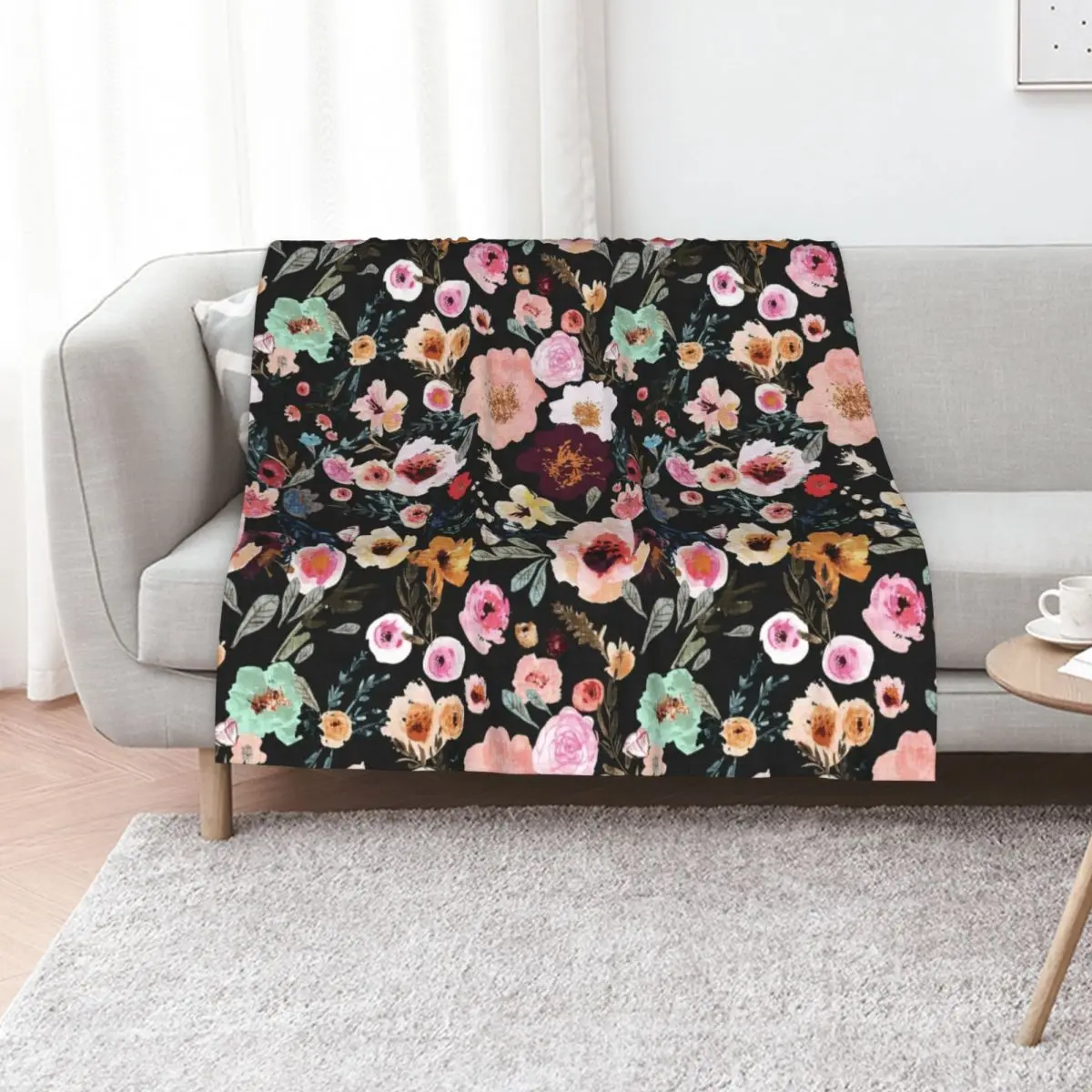 

Burst into Bloom (midnight) Throw Blanket warm winter Beautifuls Decorative Beds valentine gift ideas Blankets