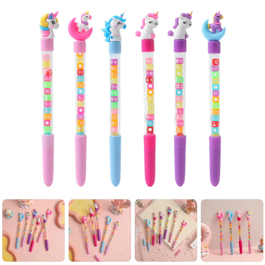 

6Pcs Fun Cartoon Ink Pens Cute Gel Writing Pens Comfortable Grip for School Office Study Note Taking Scrapbooking Supplies