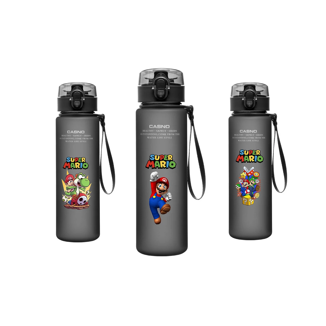 Super Mario Water Bottle 560ML Large Capacity Portable Plastic Cartoon Cute Children Kettle Adult Outdoor Sports Water Cup Gift