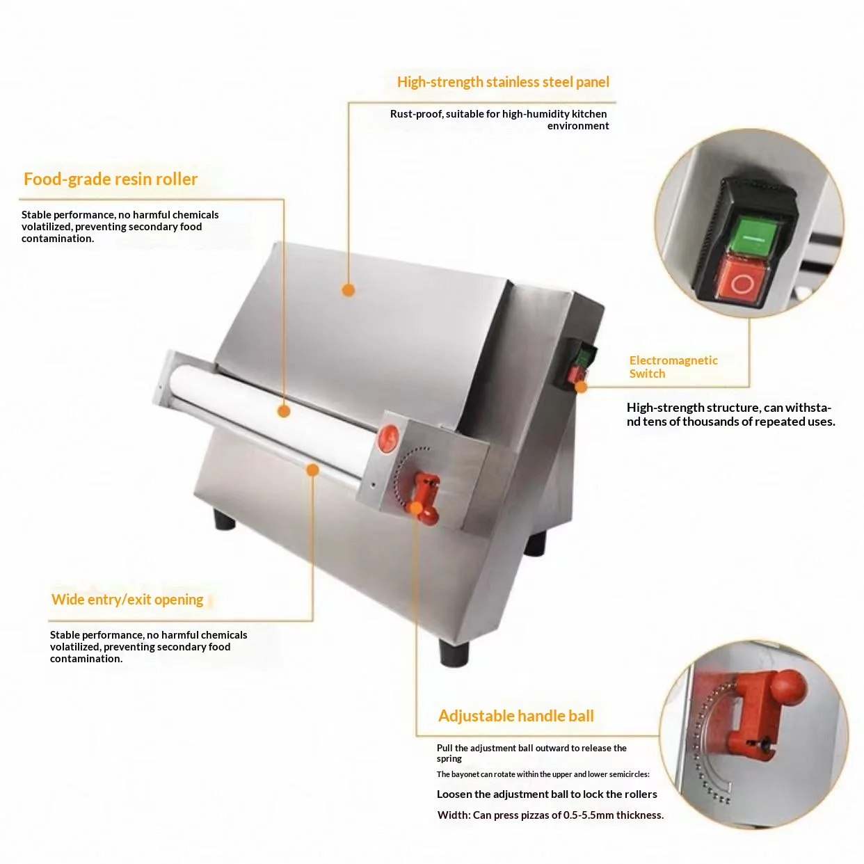 APD40B Commercial Stainless Steel 15 Inch Large Semi-automatic Pizza Dough Machine Tabletop Pizza Pressing Shaping Machine One