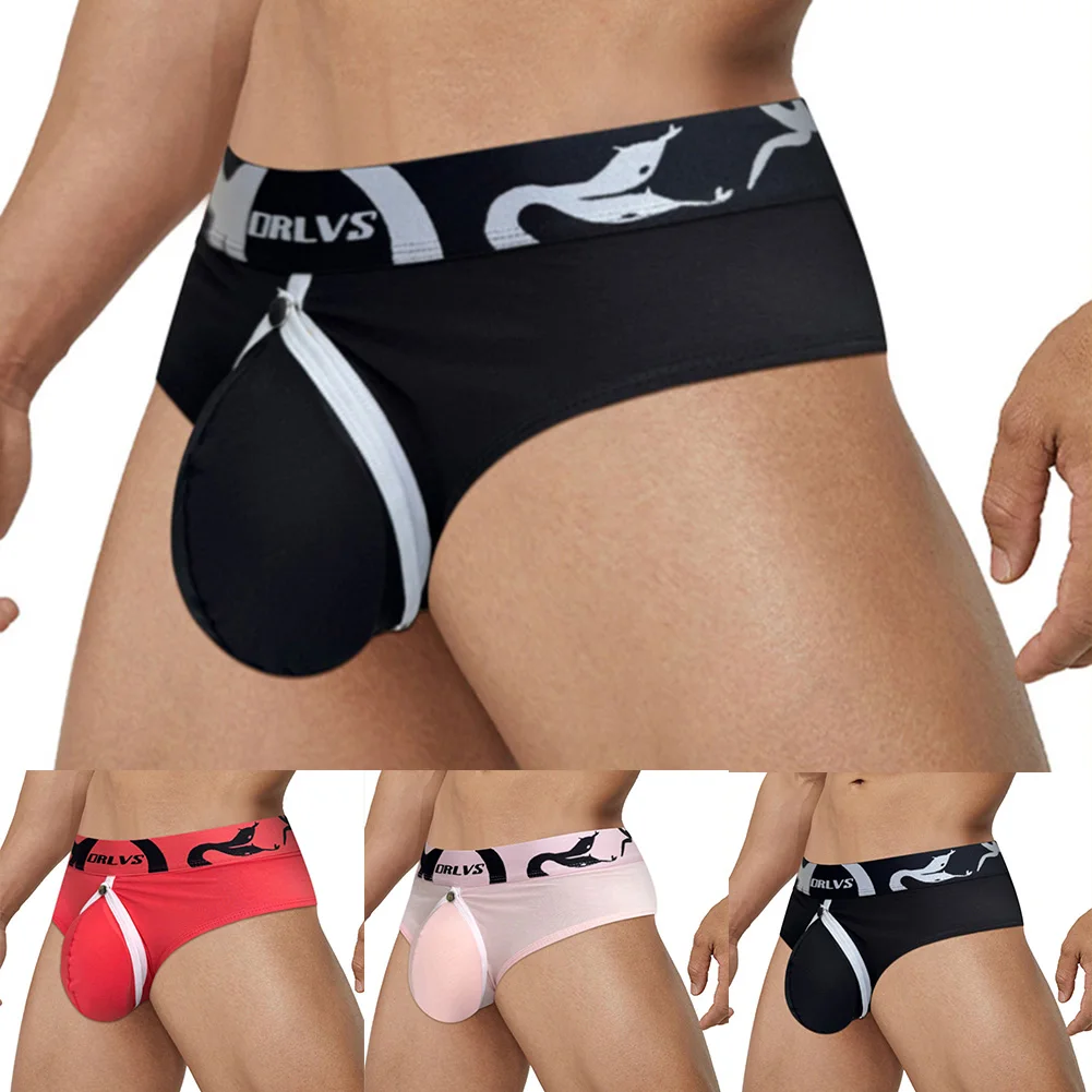 

Men's Sexy Briefs Low Waist Underwear Jockstrap Panties Open Butts Underwear Removable Pouch Underpants Triangle Pants M-2XL