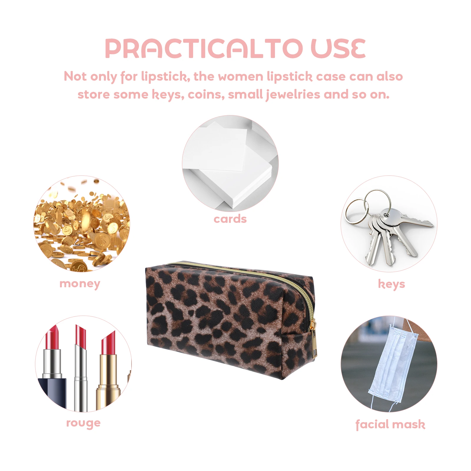 

Bag Travel Leopard Print Portable Makeup Fashion Women Clutch Storage Pouch Portable Cosmetics Bag Brush Organizer