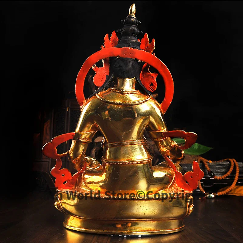 30 CM large # HOME OFFICE Talisman efficacious House Protection # Gilding brass Tibetan Buddhism Zanbala buddha statue