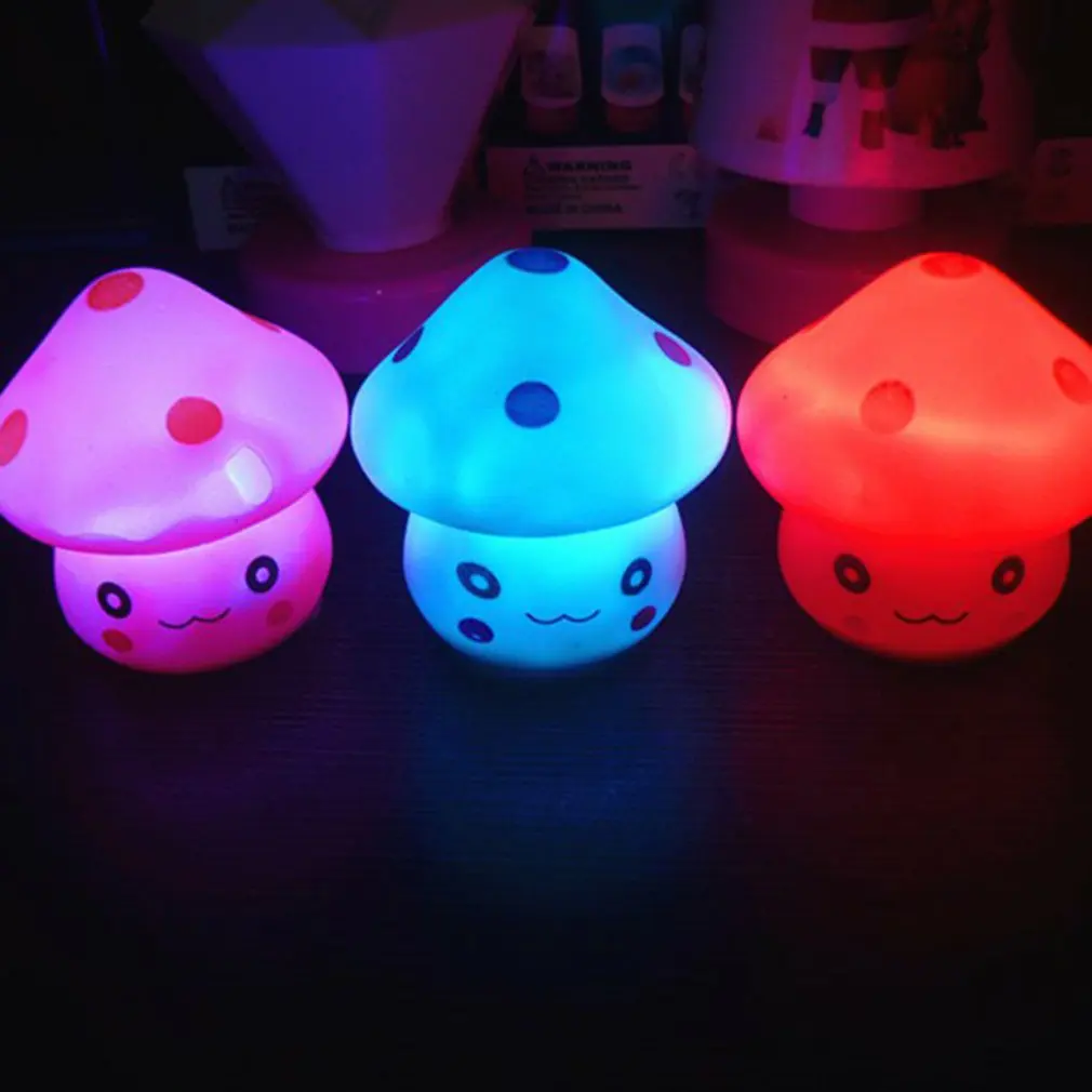 New LED Bright Novelty Lamp 7-Color Changing Mini Lamp Night Light Romantic Mushroom Shape Exquisite Shell Light Cute Lamp Decor