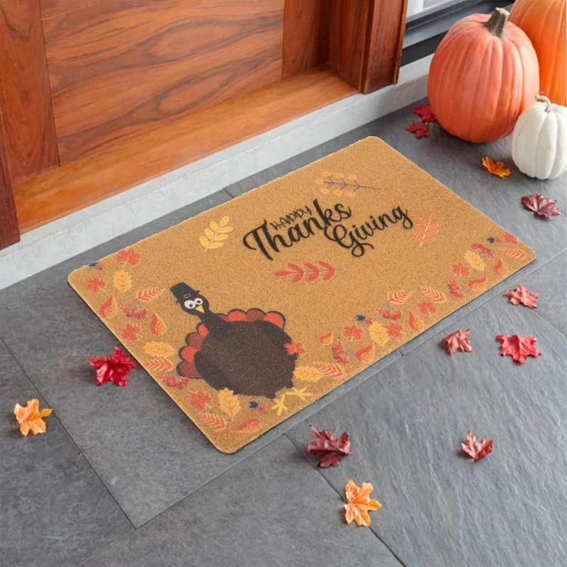 Hello, autumn front doormat, indoor and outdoor entrance, Thanksgiving maple leaf doormat, home decoration