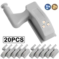 20/5pcs LED Inner Hinge Lamp Under Cabinet Lights Universal Wardrobe Cupboard Sensor Light for Bedroom Kitchen Closet Night Lamp