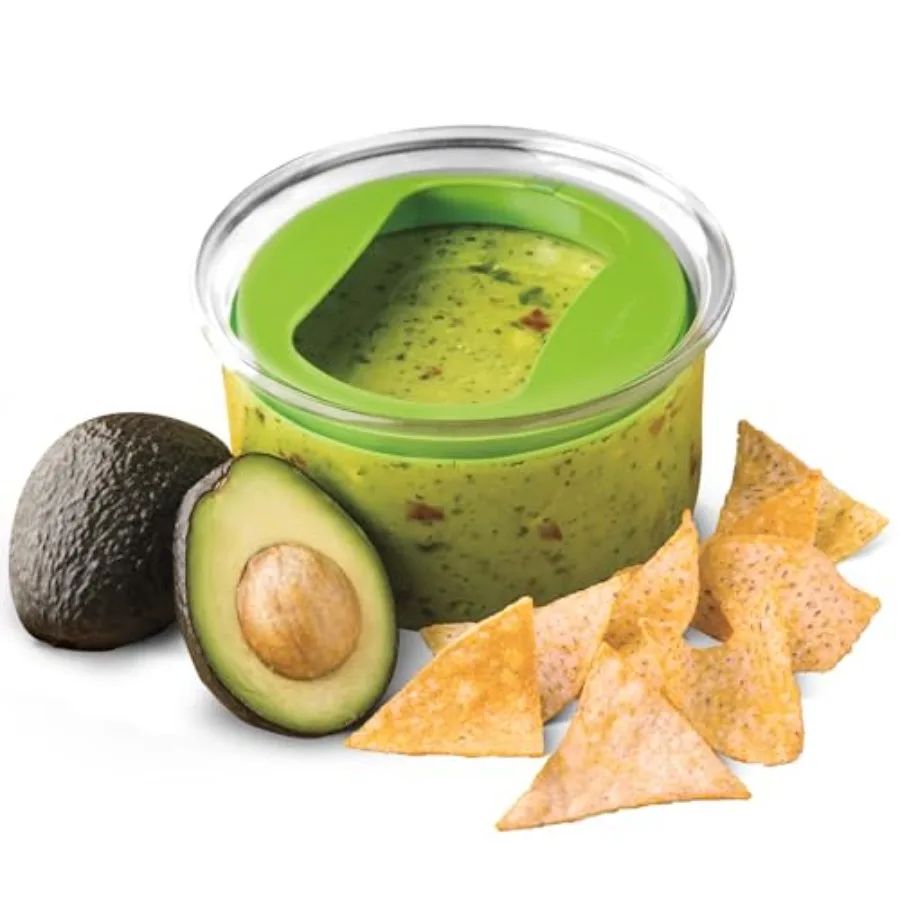 Contenedor de Plástico ProKeeper para Guacamole Fresco con Tapa Hermética en Verde para Guardar Guacamole y Alimentos