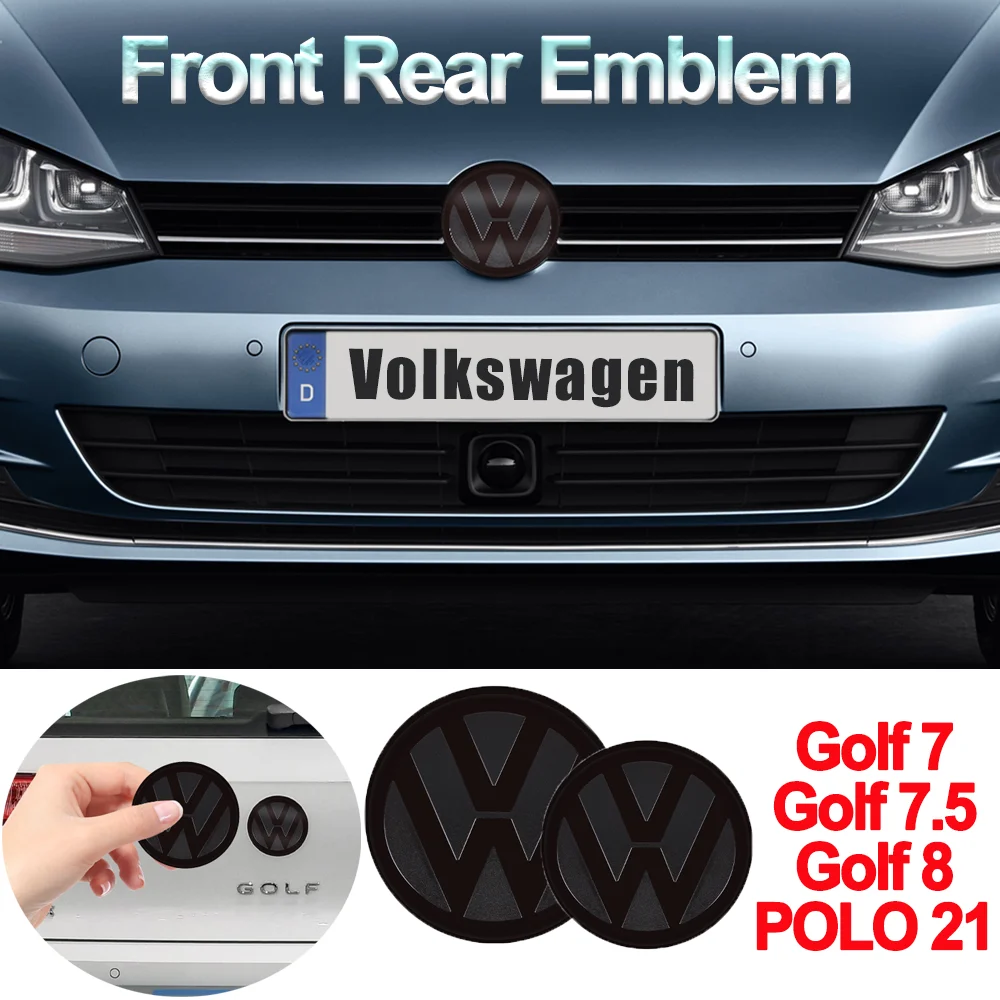 1Set Car Front Grill/Rear label Trunk Emblem Lid Covers Black Sticker For VW GOLF 7 Golf 7.5 Golf 8 POLO 21 Auto Accessories