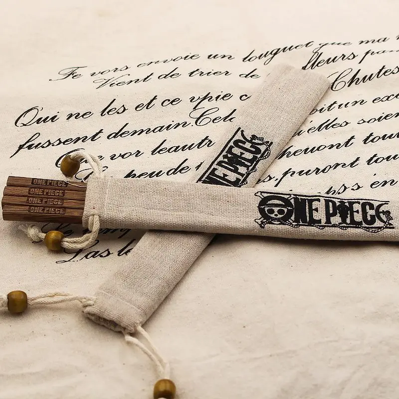 One Piece Chopsticks Straw Hat Luffy Solid Wood Chopsticks Logo Two-Dimensional Creativity Anime Peripheral Gifts New