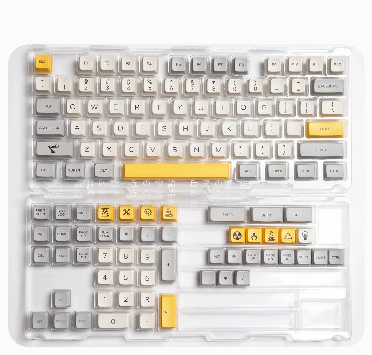 127 Kunci PBT Keycap DYE-SUB XDA Profil Industri Retro Abu-abu Putih Kustom DIY 61 GK61 Keycap Set untuk Keyboard Mekanis