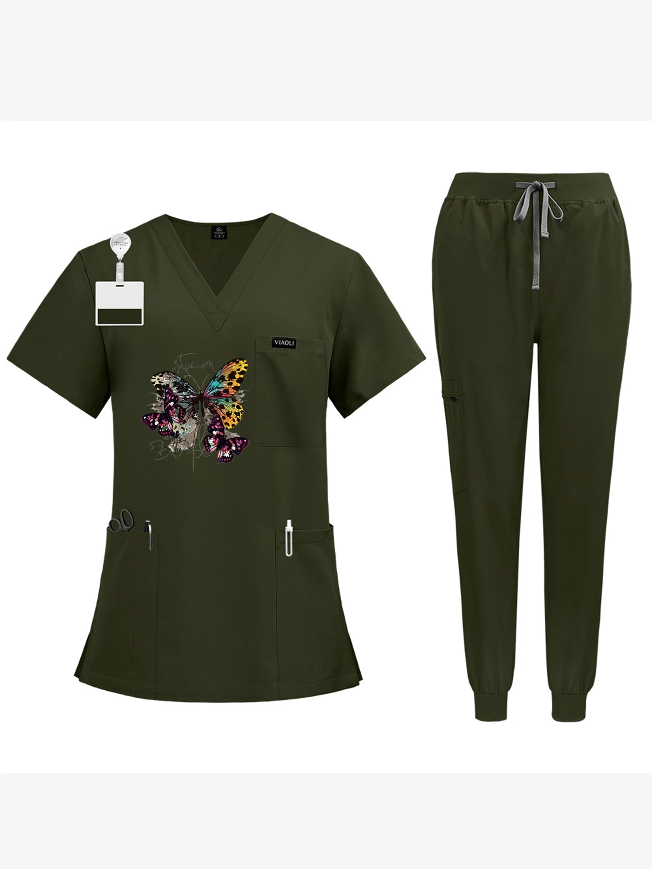 ชุดสครับแพทย์แขนสั้นสำหรับผู้หญิง สีใหม่ ลายพิมพ์แบบกำหนดเอง/DIY/พิเศษ สำหรับพยาบาล ศัลยแพทย์ ผู้ดูแลผิว ชุดป้องกันการติดเชื้อ