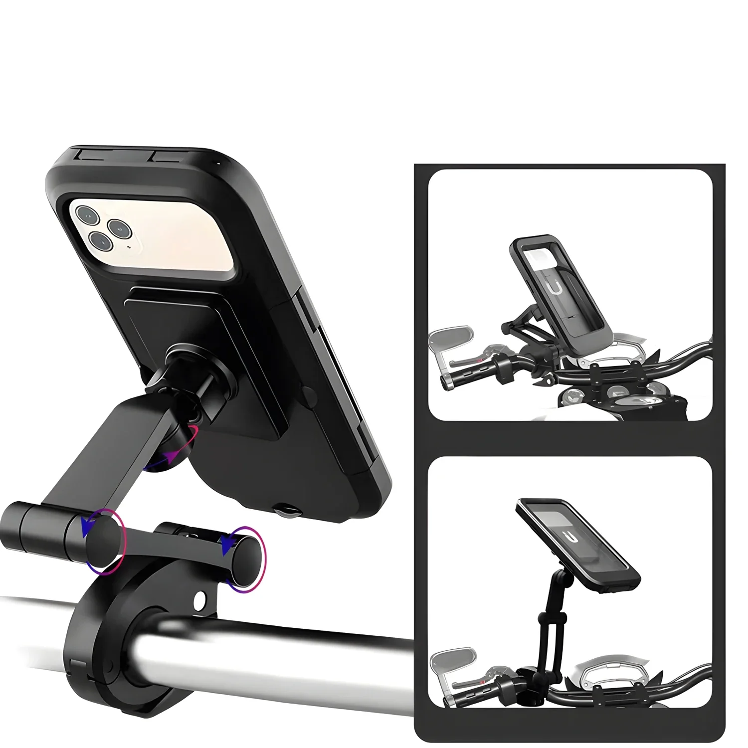 Bicycle Phone Holder Waterproof Phone Box Touch Screen Cases Bike Motor Motorcycle Handlebar Cellphones GPS Stand Rotate Fold