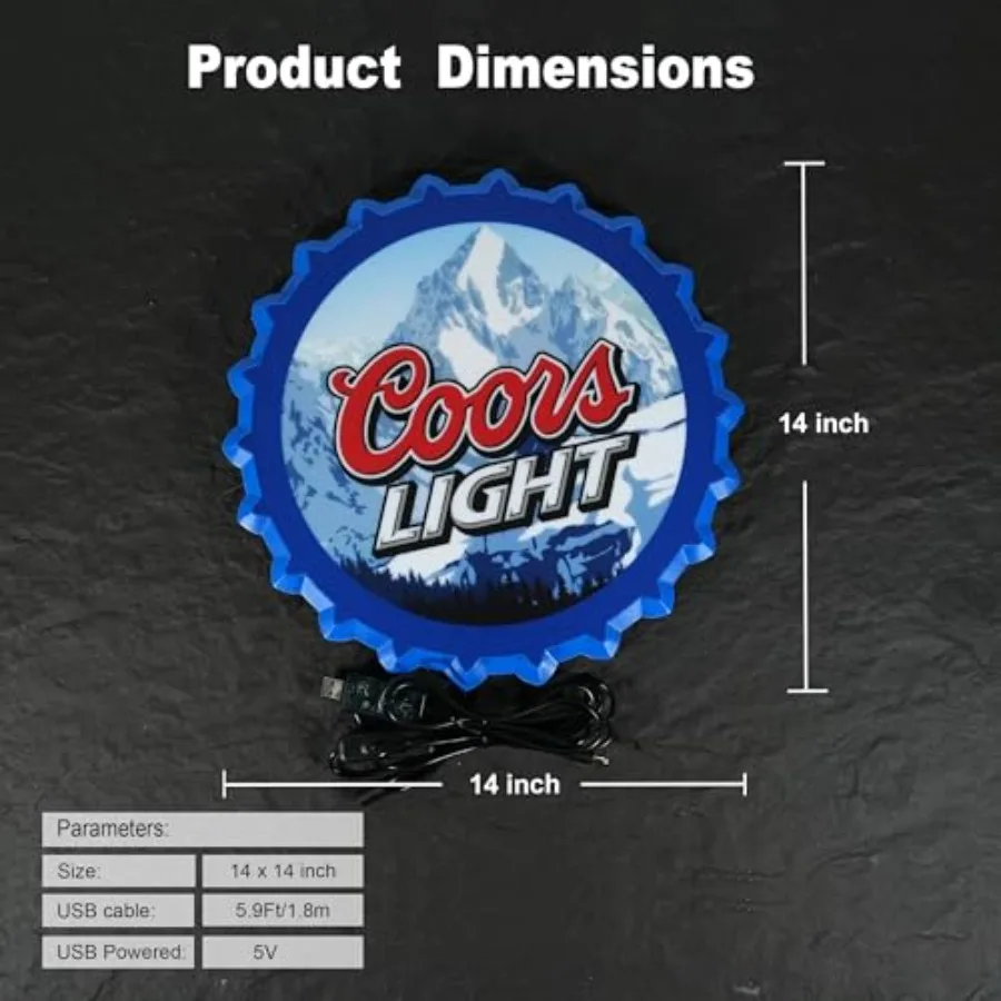Beer Bottle Cap Shaped Advertising Light Box Neon Sign for Beer Bar Club Bedroom Office Hotel Pub Cafe Wedding Birthday Party M