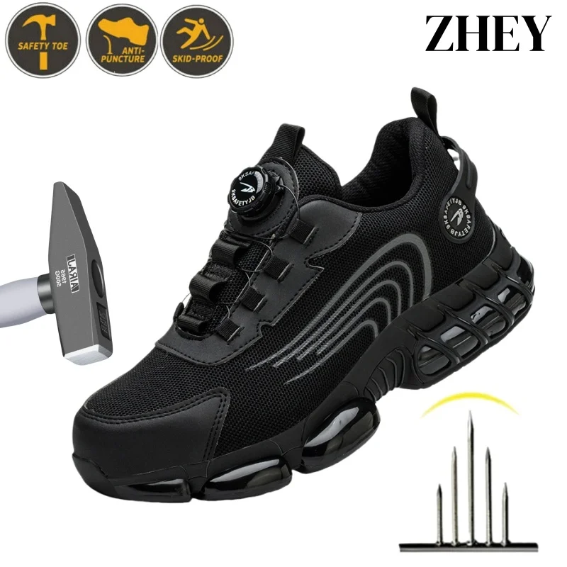 

Rotary Button New Safety Shoes for Men, Anti-impact and Anti-piercing Work Shoes, Men's Sports Shoes,Light Breathable Sneaker