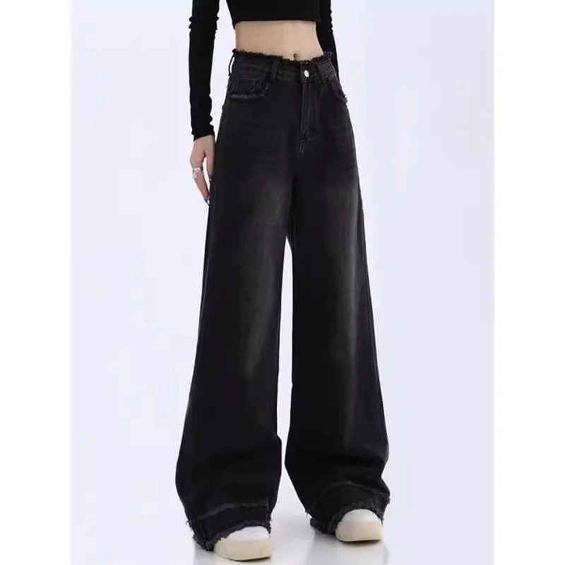 

WCFCX STUDIO Y2K Vintage Black Baggy Jeans Women Streetwear Grunge Oversized Wide Leg Denim Pants Harajuku Retro Trousers