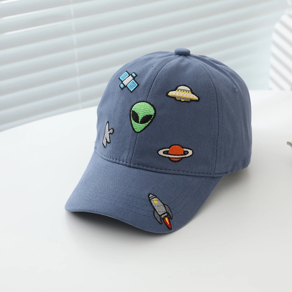 TUONXYE Boy Spring Autumn Baseball Cap Cartoon Adjustable Space Rocket Embroidered Cotton Breathable Children's Gifts Peaked Cap
