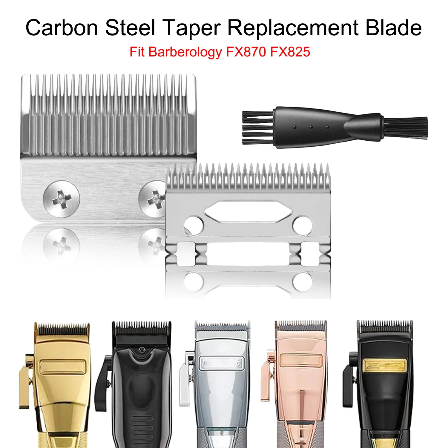 Replacement Taper Blade Compatible with FX870, FXF880, FX810, FX825, FX673N, Carbon Steel Professional Barber Hair Clipper Blade