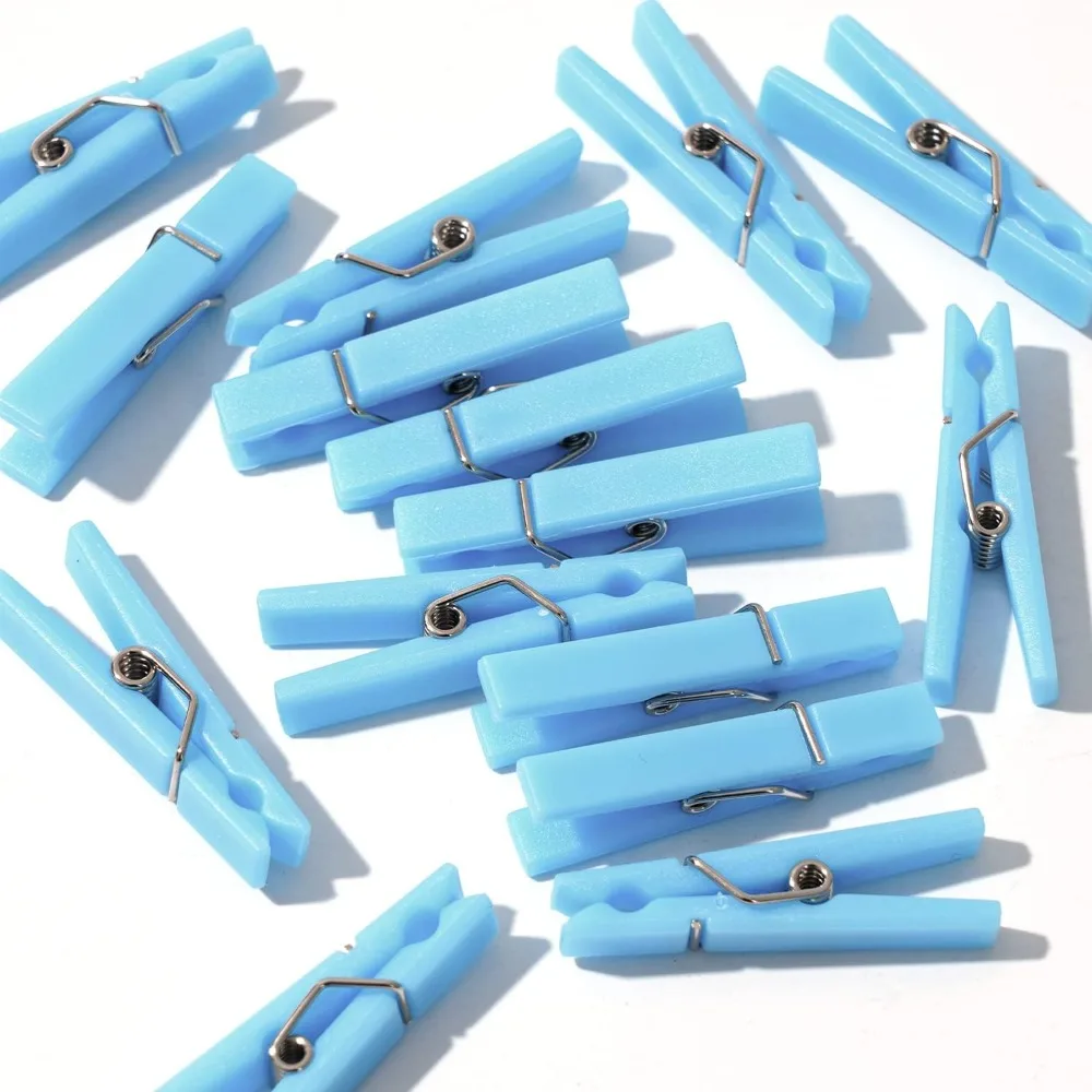 60 PCS Baby Shower Clothespin Game Set Plastic Mini Clothes Pins for Party Decorations DIY Crafts Baby Boy Shower Party Supplies Blue