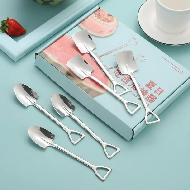 Creative Square-Head Stainless Steel Scoop – Watermelon, Ice Cream & Coffee Spoon, Kitchen/Party Serving Tool