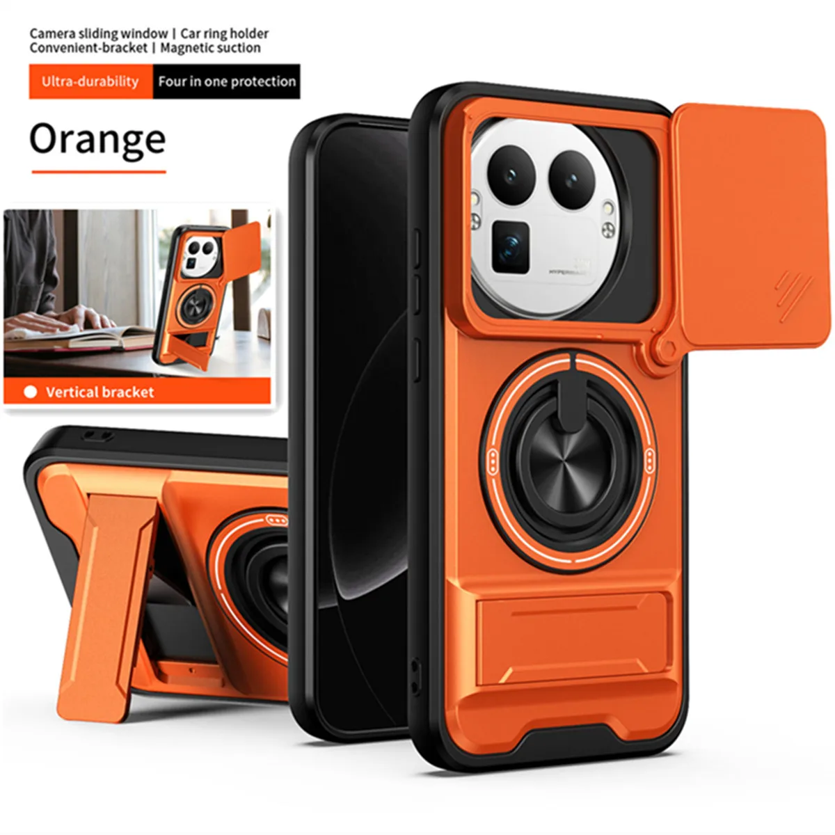 Capas de Proteção Reforçadas para Realme GT 8 Pro 5G com Protetor de Lente de Câmera e Anel de Suporte Anti-Queda para Celulares OPPO Realme GT8 Pro