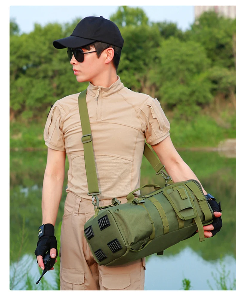 Taktischer Angelrucksack, Tackle-Tasche mit Rutenhaltern, Aufbewahrung von Fischgeräten, Molle, Camping, Wandern, Outdoor, multifunktionale Tasche – Detail 18