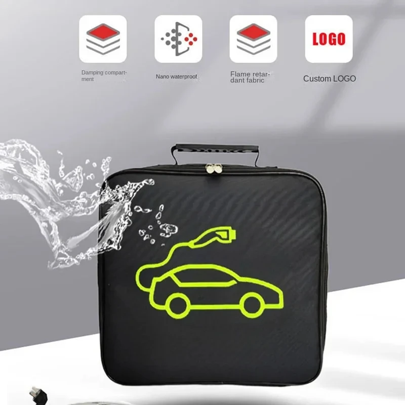 For Tesla Model 3 Highland 2024 Model 3 Y S X Electric Vehicle Charger Storage Bag Waterproof Fireproof Charging Cable Storage