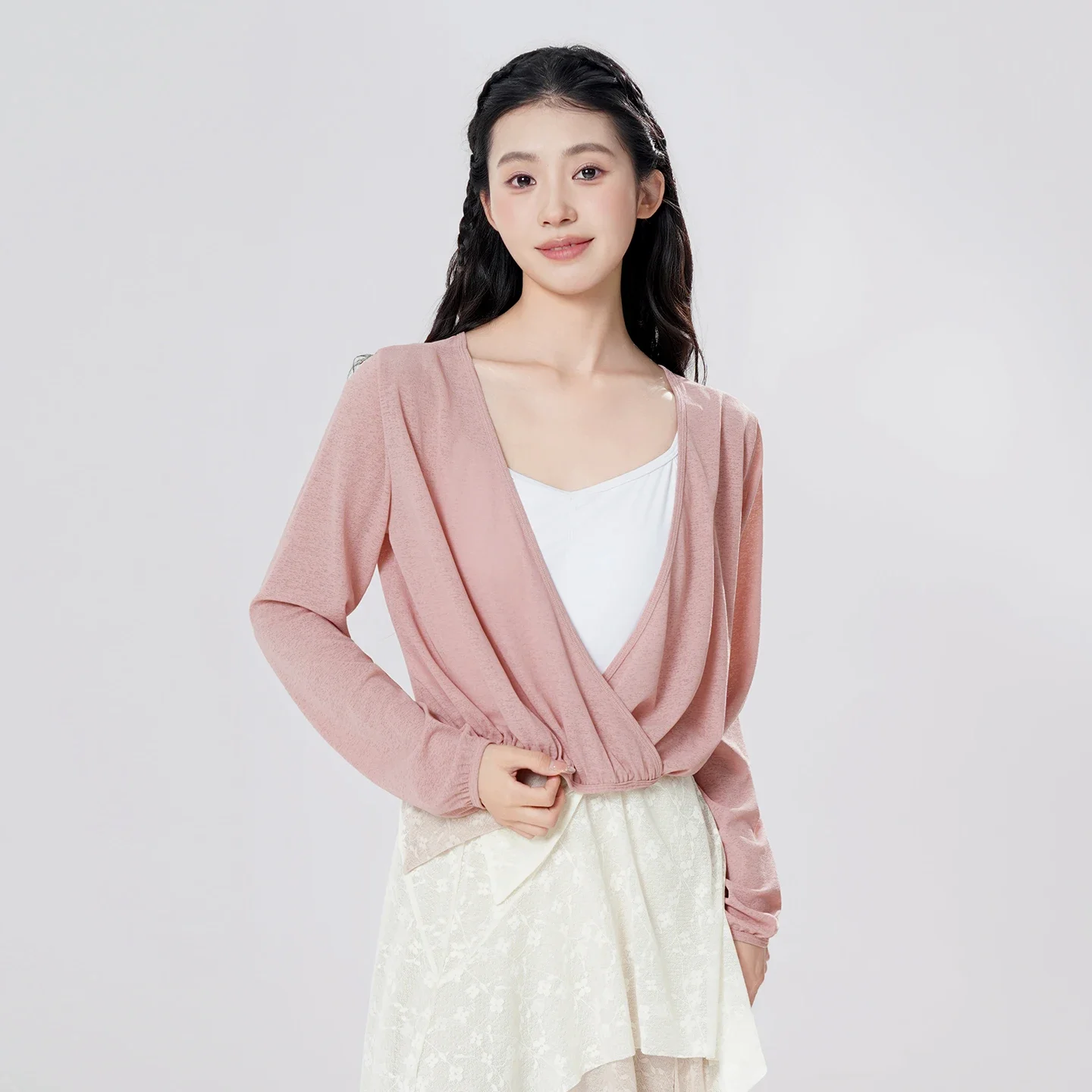 قميص باليه ملفوف بأكمام طويلة، قميص رقص كلاسيكي للنساء، ملابس ممارسة الخريف المعاصرة