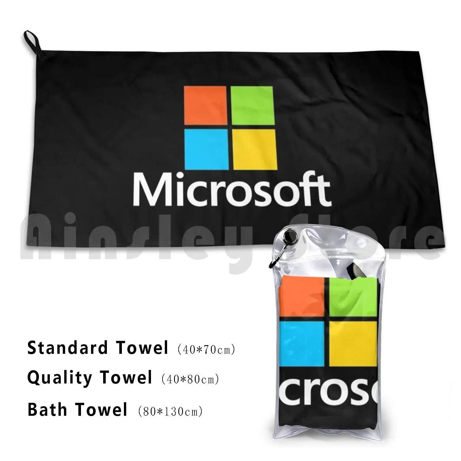وسادة الشاطئ من Microsoft Type Bath Towel بشعار Microsoft Azure Tech Enterprise Technology Office Windows Bill