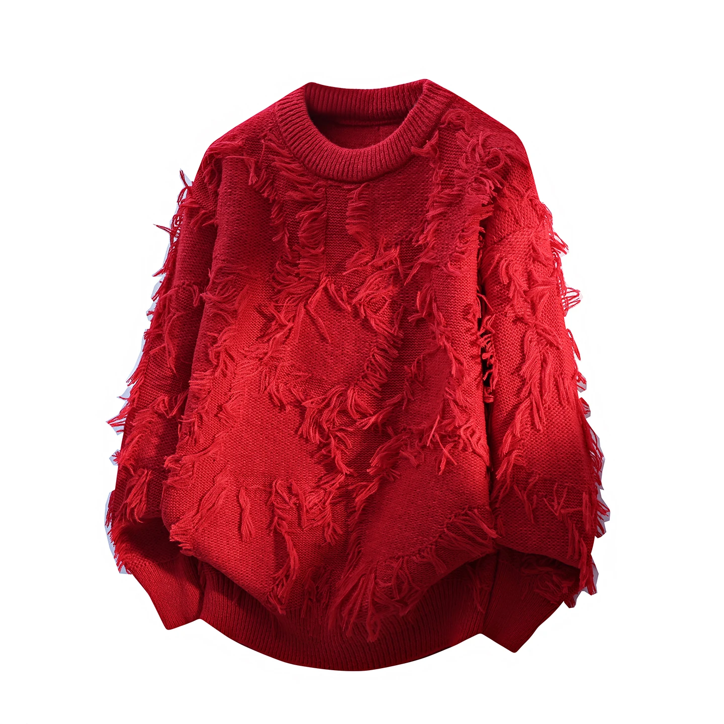 

Модный мужской свитер в стиле ретро, утепленный, свободного кроя, с круглым вырезом, с бахромой, в американском стиле, для повседневной носки зимой