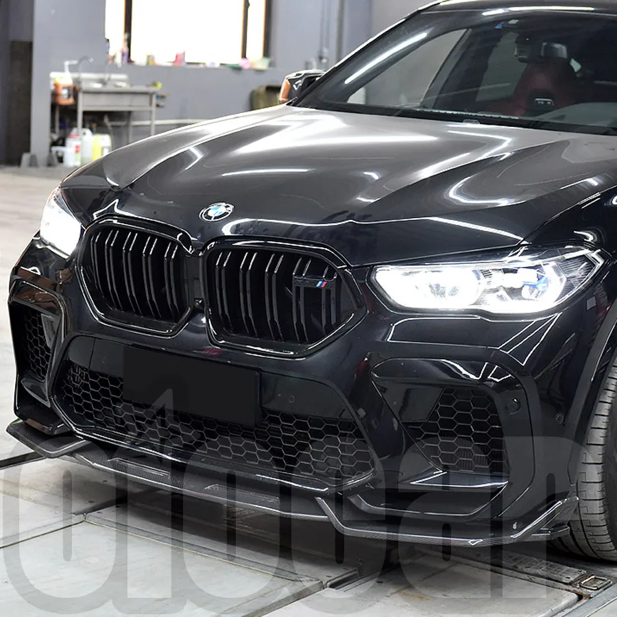 oiomotors MH Style Dry Carbon Front Lip Spoiler and Side Top Fin Canards Wind for BMW F96 X6M