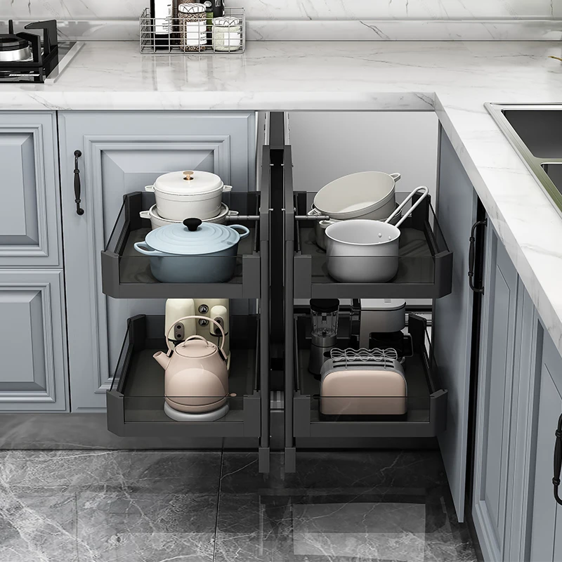 

Corner Basket Kitchen Cabinet Storage Rack Corner Aluminum