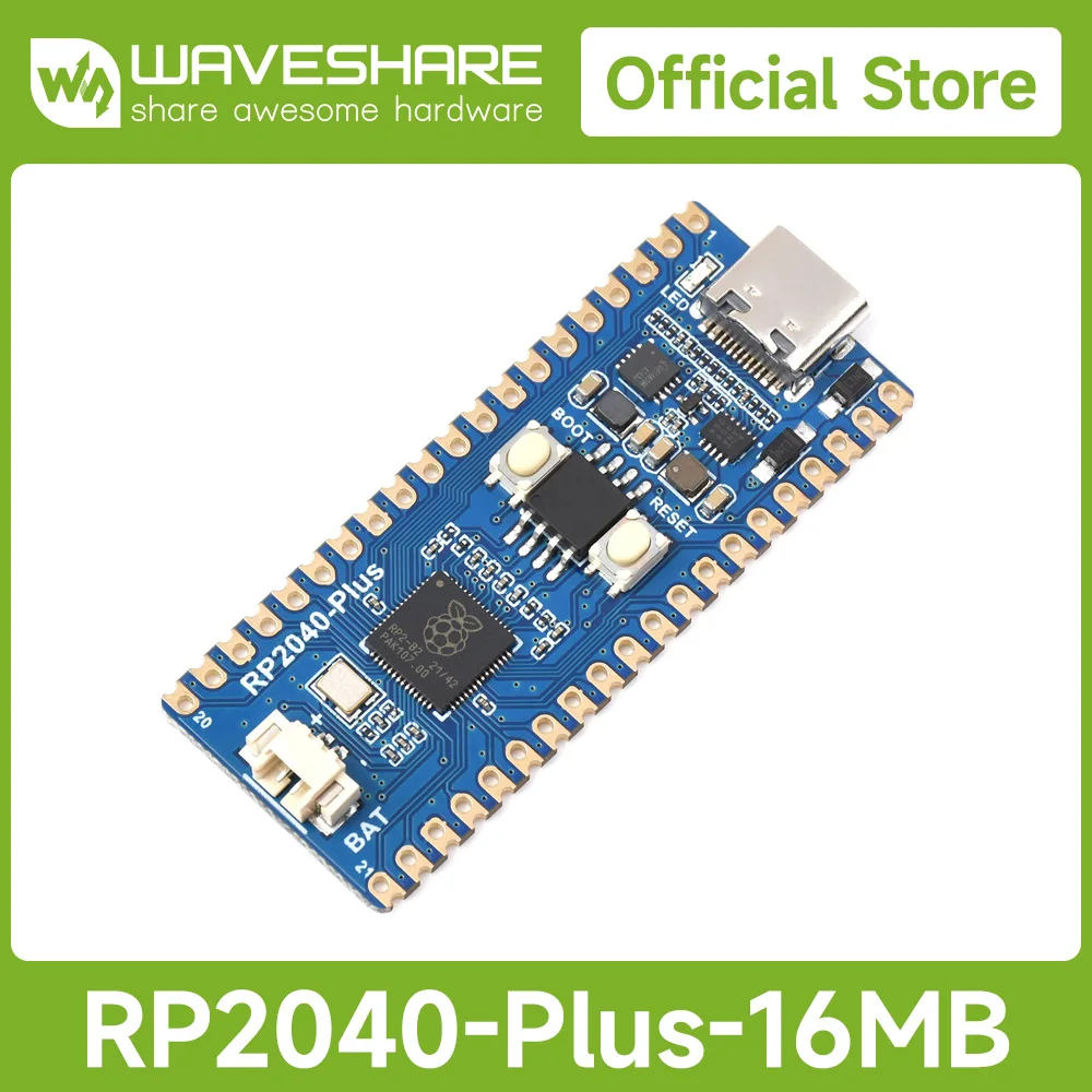 

Waveshare RP2040-Plus, A Low-Cost, High-Performance Pico-Like MCU Board Based On Raspberry Pi Microcontroller RP2040, Plus ver