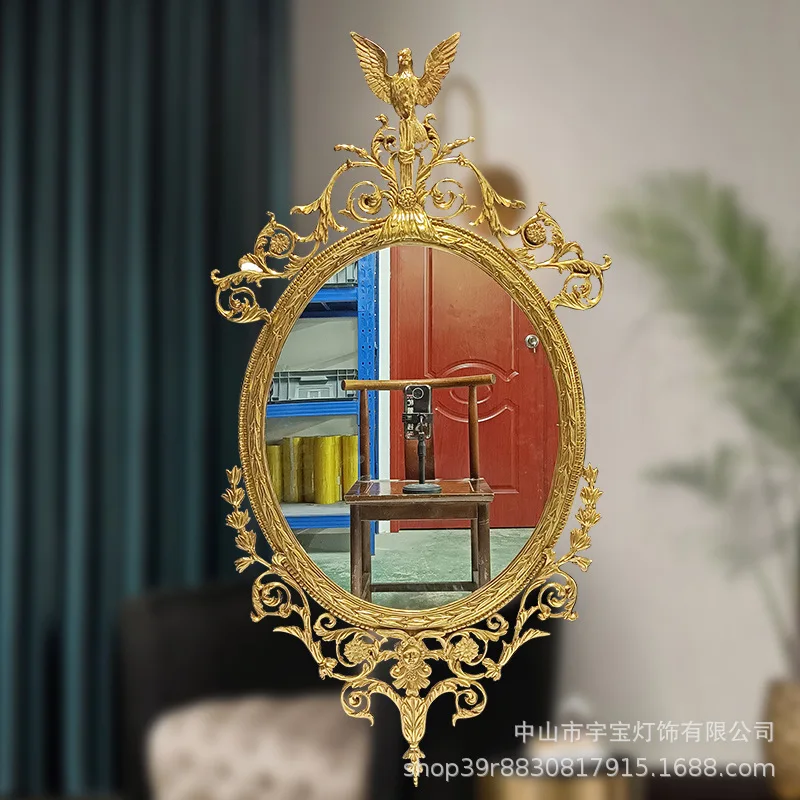 European-style all-copper mirror, bath room, bathroom, personalized luxury atmosphere, makeup mirror, full-length mirror, wall-m