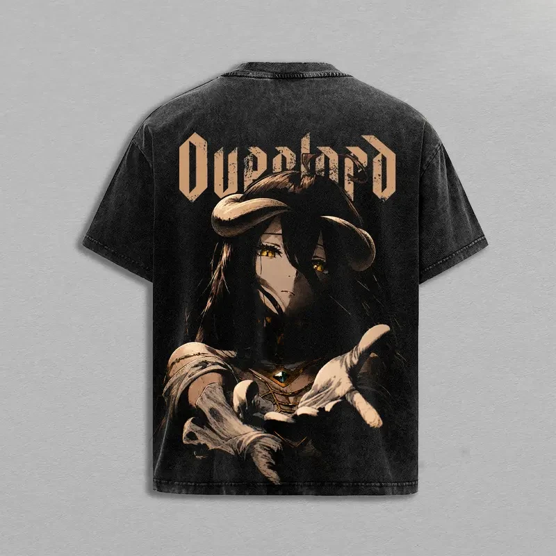 Overlord Albedo Kawaii Graphic Tshirt Men Women Casual Clothing Short Sleeve Cotton T-shirts Washed Tee Harajuku Unisex T Shirt