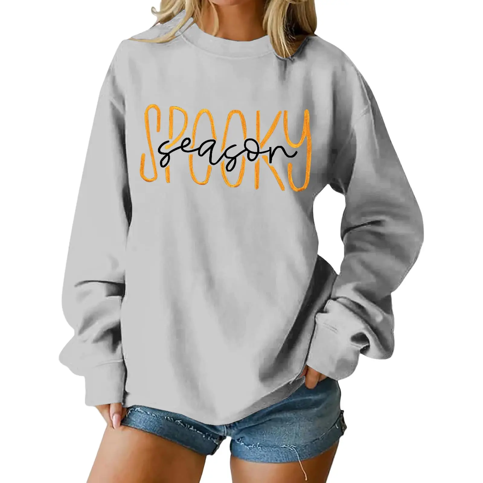 Winterkleding Dames Dames Ronde Hals Gedrukt Tops Katoen Casual Mode Lange Mouw Trui Top Blouse Dameskleding