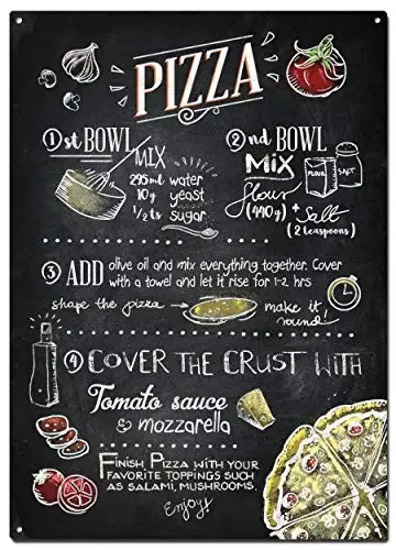 

Pizza Metal Tin Signs, Classic Foodie Cuisine Colorfast Posters, Decorative Signs Wall Art Home Decor
