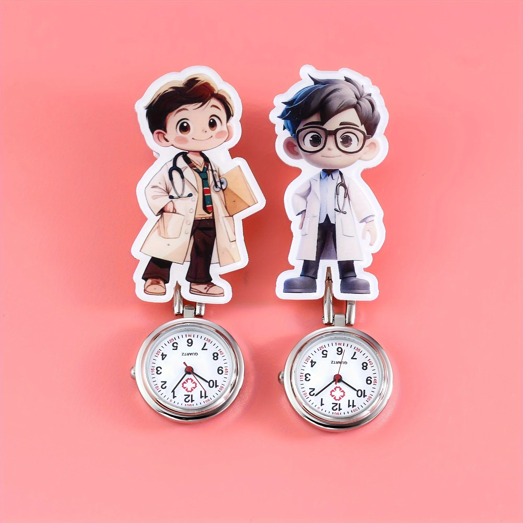 นาฬิกาการ์ตูนพยาบาลตัวการ์ตูนน่ารักกระเป๋าพยาบาลนาฬิกาสอบของหมอแขวนนาฬิกาหน้าอก