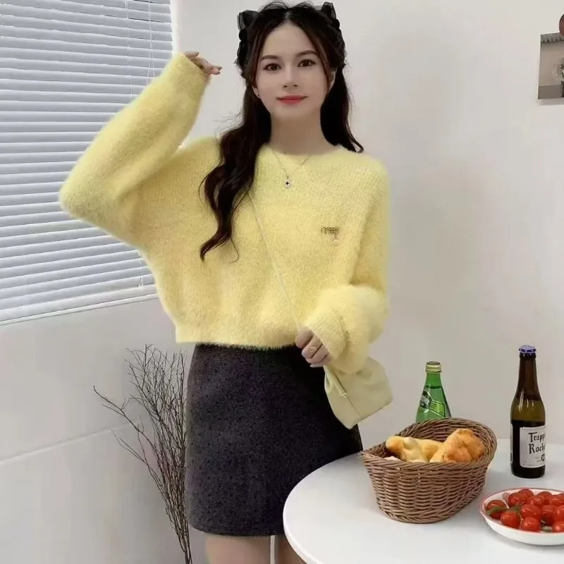 

Sweater Women's Round Neck Top Autumn and Winter Loose Style Lazy Style Sweater Top