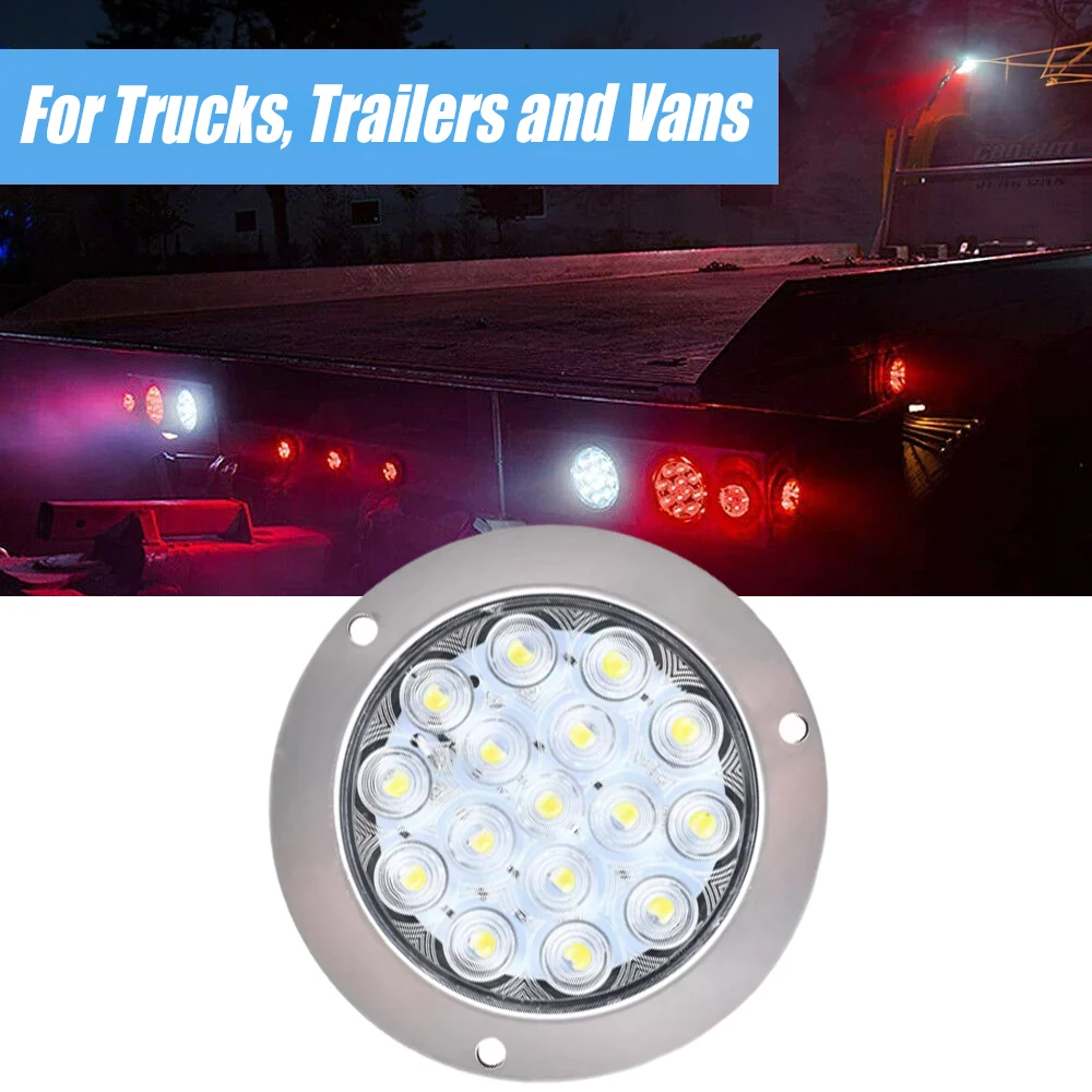 

16 LED Tail Brake Light Round Rear Light Turn Signal Lamp Stop Warning Reverse Lamp For Truck ATV Trailer 12V 24V