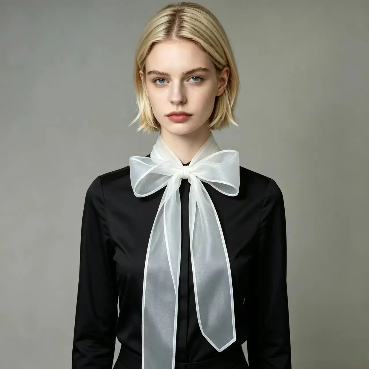 Faux Collar Scarf Women White Organza Long Ribbon Spring Summer Chic Trendy Lightweight Breathable Daily Party Travel Soft New