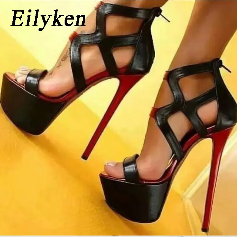 Eilyken New Design Platform Peep Toe sandali da donna Sexy Style Zipper passerella Prom Party scarpe con tacco alto estremamente sottili