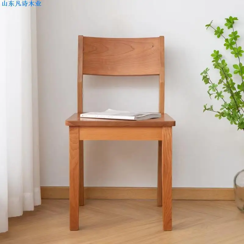 Solid wood cherry wood dining chair book desk household small apartment black walnut office chair